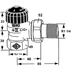 imi_hydronic Thermostat-Ventilunterteil Standard Eckform DN 32 vernickelt
