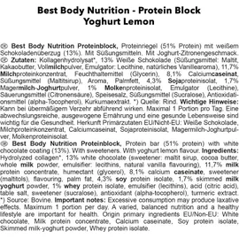 Best Body Hardcore Protein Block Joghurt-Lemon Riegel 15 x 90 g