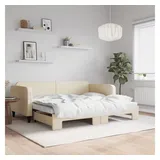 vidaXL Tagesbett Ausziehbar Creme 90x200 cm Stoff