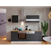 Respekta Küchenzeile Malia 220 cm E-Geräte grau/weiß