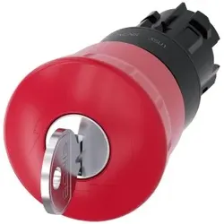 Siemens 3SU10001HG200AA0 Not-Halt-Pilzdrucktaster, 22mm, rund, Kunststoff, rot, mit Schloss RONIS