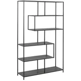 Actona GROUP Bücherregal, Metallgestell, modernes Design, 5 Einlegeböden, asymmetrische Details, Schwarz