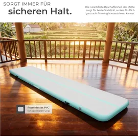 Tectake tectake® Airtrack Trainingsmatte aufblasbar, rutschfestes, hochwertiges PVC, inkl. Transporttasche, 397 x 104 x 10 cm