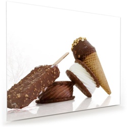 Primedeco Glasbild Wandbild Schokoladeneis Variation mit Aufhängung, Süsses braun 75 cm x 60 cm