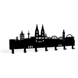 steland metallmanufaktur® Köln Skyline Schlüsselboard aus Stahl, Schlüsselbrett und Halterung für Schlüssel, Jacken, Handtücher, Handtuchhalter, Hakenbrett (Köln, Schwarz)