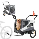 VEVOR Hundeanhänger 45 kg 2in1 Fahrradanhänger Kohlenstoffstahl + 600D Oxford-Gewebe + PP faltbar 1440 x 795 x 880 mm als Anhänger 1510 x 795 x 860 mm als Kinderwagen Hundebuggy Jogger Anhänger