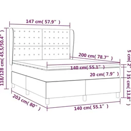 vidaXL Boxspringbett mit Matratze Schwarz 140x200 cm Kunstleder