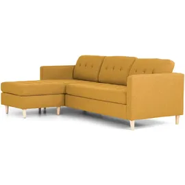 VCM ebuy24 Sofa Chaiselongsofa rechts oder links gewendet in Stoff currygelb mit Holzbeinen.