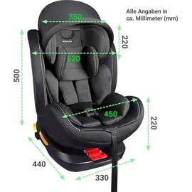 XOMAX XZ-16 Kindersitz drehbar 360° mit ISOFIX und Liegefunktion I mitwachsend I 0-36 kg, 0-12 Jahre, Gruppe 0/1/2/3 I 5-Punkt-Gurt und 3-Punkt-Gurt I Bezug abnehmbar, waschbar I ECE i-Size 129R