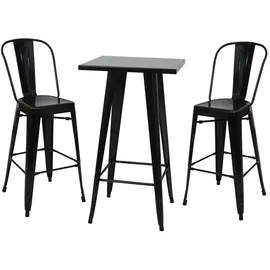 MCW Stehtisch-Set Metall Industriedesign schwarz