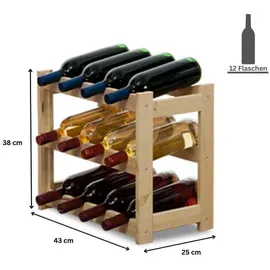 Proregal Weinregal Pinotwine HxBxT 38 x 43 x 25 cm 12 Flaschen Massives Kiefernholz Natur Unbehandelt