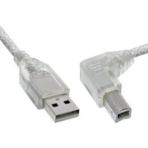 InLine USB 2.0 Kabel, A an B rechts abgewinkelt, transparent, 0,5m