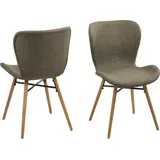 VCM Bali Esszimmerstuhl Stoff khaki farben und massiven Beinen aus Eiche.