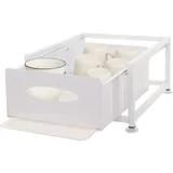 Schrankschublade MCW-N51 mit Tablett, Küchen-/Geschirrablage Schrankauszug ausziehbar, Metall 19x34x42cm ~ weiß
