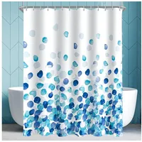 Lerores Duschvorhang Blaue Blüten 150 x 180 cm