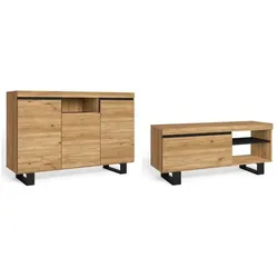 SKRAUT HOME Natural Dining Room Set, Beistellmöbel, TV-Schrank 120cm Nordic Black Oak - SETNAT120TALL