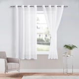 DWCN Gardinen mit ösen Transparent Gardine Voile Ösenvorhang Sheer Voile Vorhang Transparente mit Vorhang-Krawatten, Weiß, 160x132cm(HxB)