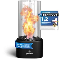 GLANZFEUER® Tischkamin - Premium Bio Ethanol Tischkamin - Tischfeuer Outdoor & Tischfeuer Indoor - Hochwertiger Bioethanol Tischkamin Outdoor für besonderes Ambiente - Tisch Feuer Ethanol Kamin