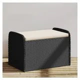 vidaXL Sitzbank mit Stauraum & Kissen Schwarz 80x51x52 cm Poly Rattan