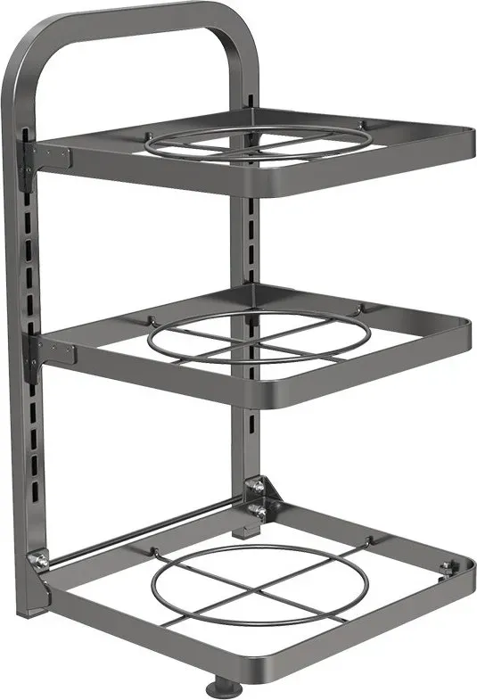 Maxcook Schöne Küche, 3-stufige, verstellbare, stehende Topfhalterung für die Küche_ Schwarz MCZW5960 44×24,7×26cm