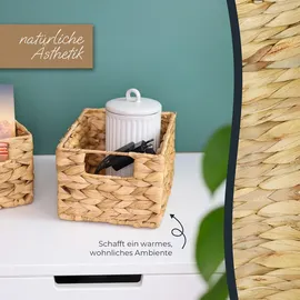 HMF Aufbewahrungskorb geflochten aus Wasserhyazinthe Seegras 22 x 17 x 12 cm beige