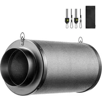 JUNG Aktivkohlefilter Grow 200mm / 8 Zoll 610 m3/h, Abluft Growzelt Filter für Rohrventilatoren Länge 450mm, Luftkohlefilter Anbau Zimmerpflanzen, Hydrokultur, Kohlenstofffilter, Grow Zelt