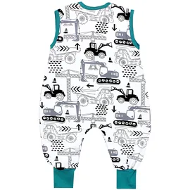 TupTam Sommerschlafsack Baby mit Beinen Leichter Schlafsack Baby Sommer 0.5 TOG, OEKO-TEX, Farbe: Bagger/Grün, Größe: 80-86 - 80-86