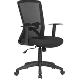 byLiving Chefsessel Long/Bürostuhl/Bezug Stoff/Mesh schwarz/Wippmechanik/Sicherheitsklemmschutz/Höhenverstellung/gebremste Sicherheitsrollen/B 52,5, H95,5-103, T 60,5