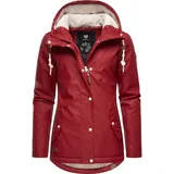 Ragwear Regenjacke Marge mit Kapuze, warm gefütterter Damen Winter Regenmantel rot