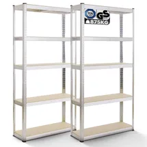 Arebos Schwerlastregal Metall 180x90x40 cm silberfarben 5 Böden 875 kg Traglast