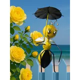 Pommerntraum ® | Regenmesser Niederschlagsmesser Pluviometer Gartenstecker Gartendeko gelbe Biene Lady BEE (Biene mit Schirm)