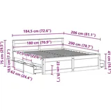 vidaXL Massivholzbett 180 x 200 cm Braun