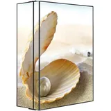 Banjado XXL Medizinschrank Abschliessbar 35x46x15cm Arzneischrank Anthrazit Aus Metall Mit Motiv Perlenmuschel