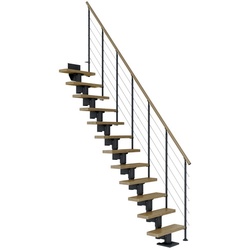 DOLLE Mittelholmtreppe »Dublin«, eichenholz, 14 Stufen, bis 337cm Raumhöhe - grau