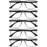 OPULIZE NYX Blaulichtfilter Lesebrille für Damen Herren - Blendfreie UV400-Schutz Federscharnier Anti-Müdigkeit - 5er-Pack - Rechteckiger Rahmen - Grau - + 1,00