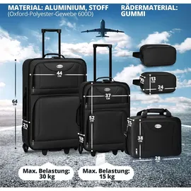 Juskys Athen Koffer-Set 5-tlg. schwarz