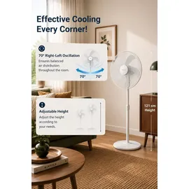 Opviq Kumtel Standventilator 40,5 cm Weiß