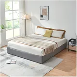 [en.casa] Polsterbett Nola mit Matratze 160x200 cm Leinen Grau [en.casa]