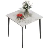 FATIVO Esstisch Luxus Marmor Skandinavisch Esszimmertisch mit Metall Tischbeine, 80×80cm Küchentisch für Esszimmer Küchen weiß