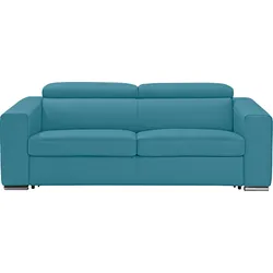 Schlafsofa EGOITALIANO "Cabiria, Design und super Sitz- und Liegekomfort", blau (türkis), B:226cm H:97cm T:103cm, Sofas, Sofa inkl. Schlaffunktion, Kopfteile verstellbar, mit Metallfüßen