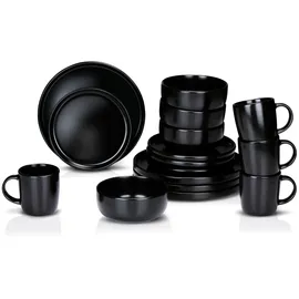 Alpina Geschirrset 16-tlg. 4 Personen schwarz