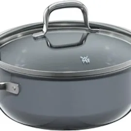 WMF Fusiontec Essential Kochtopf groß, 20 cm, Glasdeckel, Bratentopf Induktion, 2,4l, High-Tech Keramik, kratzfest, unbeschichtet, grau, Made in Germany