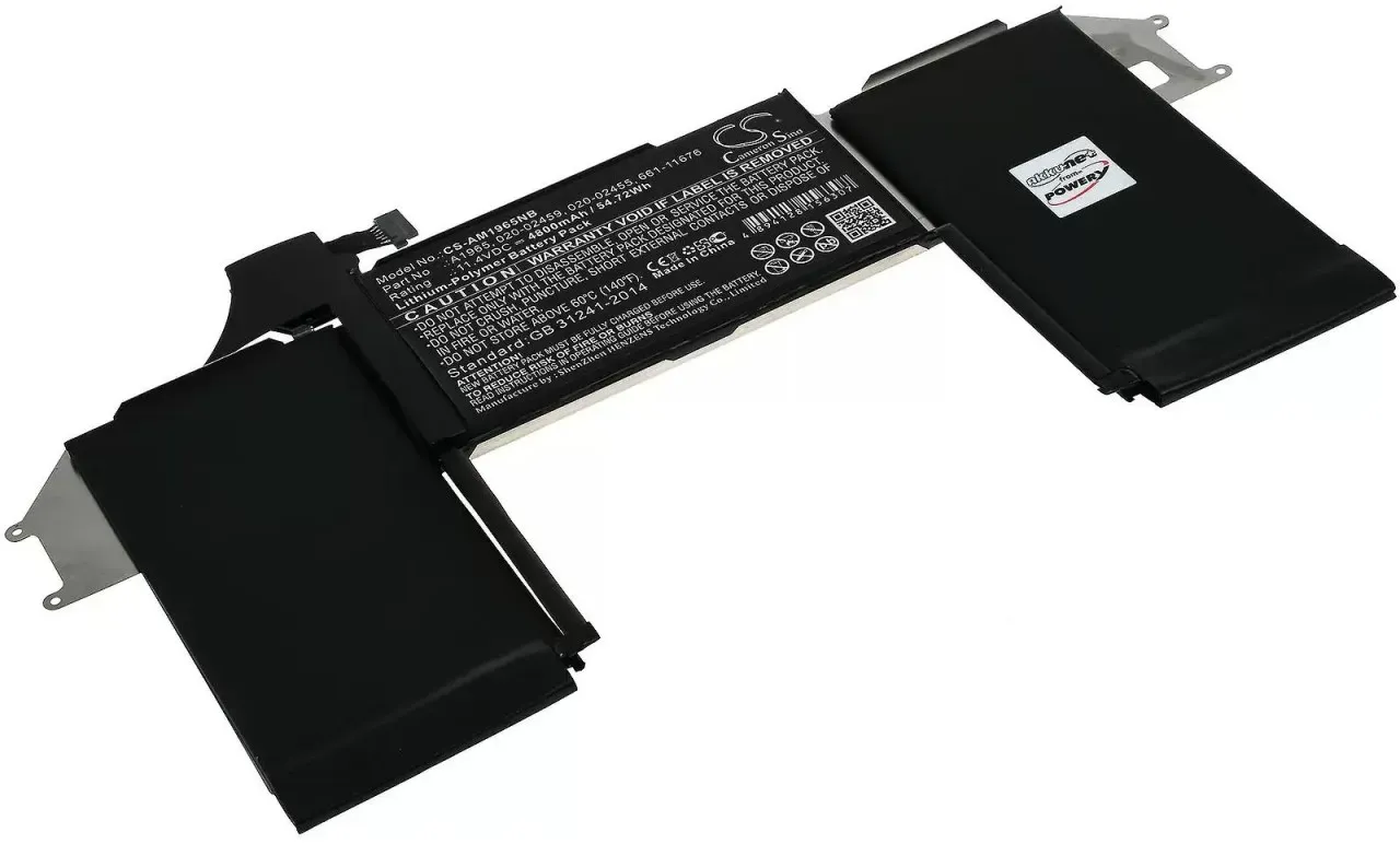 Akku passend für Laptop Apple MacBook Air 13 A1932 (2019), MacBook Air 13.3 (2020), Typ A1965 u.a. - 11,4V - 4800 mAh