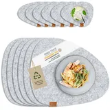 MIQIO MIQIO® Filz Tischset Stone - 12er Set Nachhaltige Premium Platzsets | Schadstoffgeprüft Ökotex | Aus 100% Recycelten PET Flaschen | 40x32 cm abwaschbar Filzuntersetzer + Glas Untersetzer rund