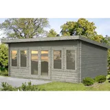 Palmako Lisa Holz-Gartenhaus Grau Pultdach Tauchgrundiert 530 cm x 380 cm