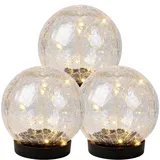 Expo Börse Solarleuchte Glas/Kunststoff D 12 cm 3er Set warmweiß