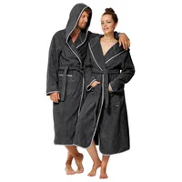 Sowel® Bademantel Damen und Herren, 100% Bio-Baumwolle, Extra Lang mit Kapuze, Morgenmantel, Flauschig, Frottee M, Anthrazit/Grau - M