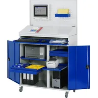 Rau Computerschrank Gummi/Polypropylen 61T B1100xT520xH1895mm enzianblau/lichtgrau mobil
