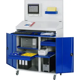 Rau Computerschrank Gummi/Polypropylen 61T B1100xT520xH1895mm enzianblau/lichtgrau mobil