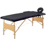 vidaXL Massageliege Klappbar 2-Zonen mit Holzgestell Schwarz